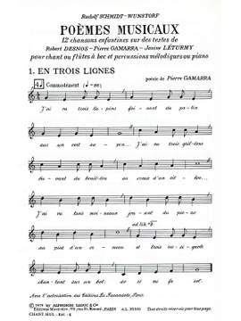 Rudolf Schmidt-Wunstorf: Poemes Musicaux Voice & Percussion Parts