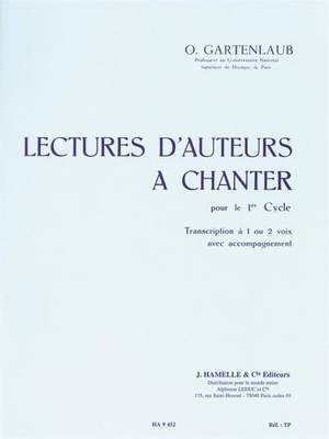 Odette Gartenlaub: Lectures d'auteurs à chanter pour le 1er Cycle