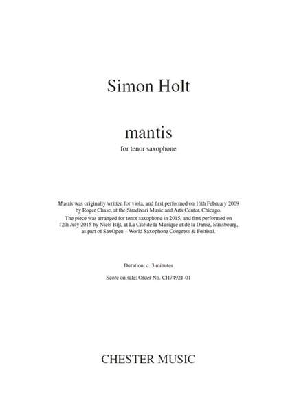 Simon Holt: Mantis
