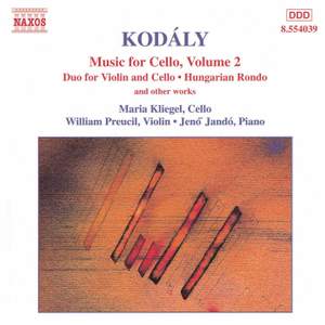 Kodály: Music for Cello Volume 2 Product Image