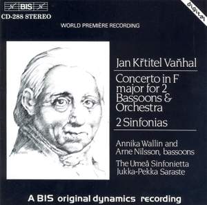 Vanhal: Concerto for two bassoons & Sinfonias in F major & A minor