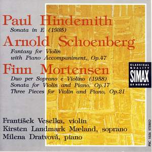 Hindemith, Schoenberg & Mortensen: Works for violin and piano Product Image