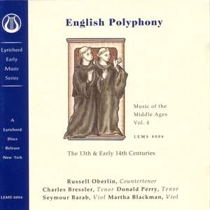 Music of the Middle Ages, Vol 4: English Polyphony of the 13th & Early 14th Centuries