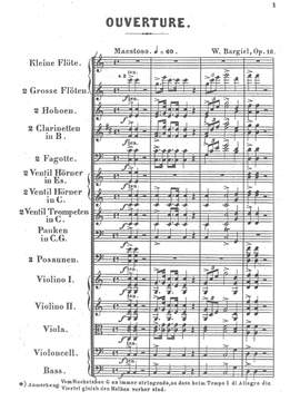 Bargiel, Woldemar: Overture to Prometheus, Op. 16 for orchestra