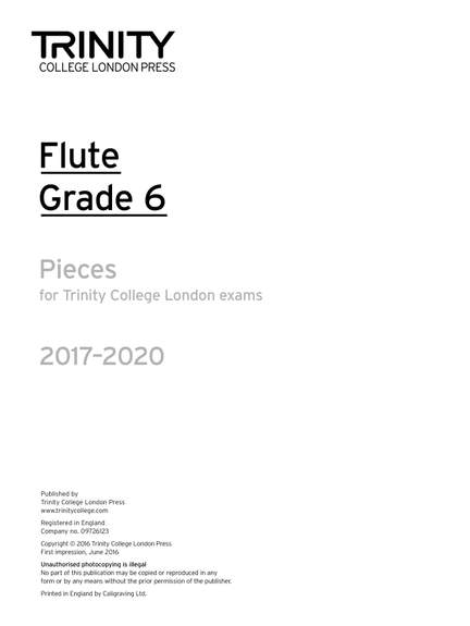 Trinity: Flute 2017-2020. Grade 6 (part)