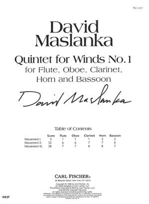 David Maslanka: Quintet for Winds No. 1