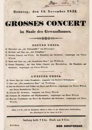 Programmzettel eines Gastspiels im Zwickauer Gewandhaus