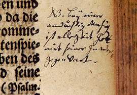 Eintrag in die Calov-Bibel