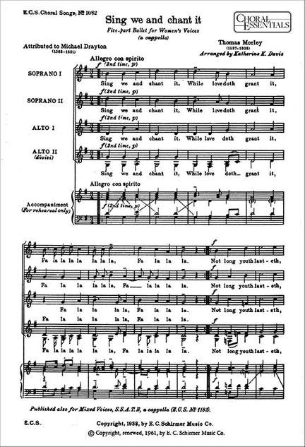 Thomas Morley: Sing We and Chant It