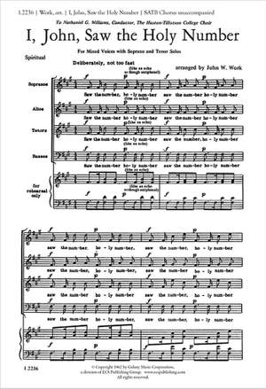 John Wesley Work: I, John, Saw the Holy Number