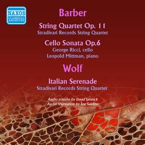 Barber: String Quartet & Cello Sonata