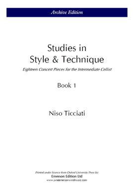 Ticciati, N: Studies In Style & Technique Bk.1