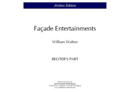 Walton, William: Facade Entertainments
