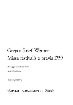 Werner, Gregor Josef: Missa festivalis e brevis 1759