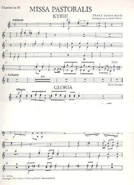 Brixi, Franz Xaver: Missa pastoralis D-Dur