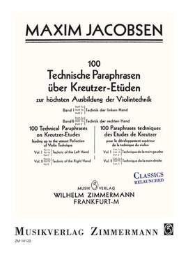 Jacobsen, M: 100 Technische Paraphrasen über Kreutzer-etüden Vol. Ii Heft 1a