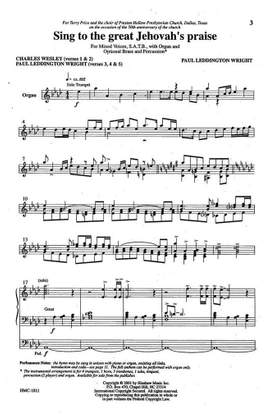 Paul Leddington Wright: Sing To The Great Jehovah's Praise