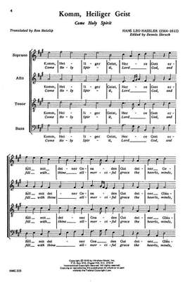Hans Leo Hassler: Come Holy Spirit (Komm, Heiliger Geist)