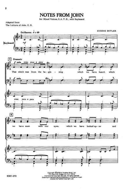 Eugene Butler: Notes from John