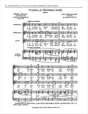 Johann Sebastian Bach: O Rejoice, Ye Christians Loudly, BWV 40