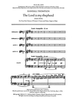 Randall Thompson: The Lord Is My Shepherd