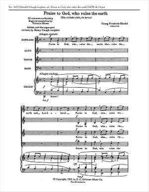Georg Friedrich Händel: La Resurrezione-Praise To God, Who Rules the Earth