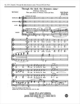 Mabel W. Daniels: Through the Dark the Dreamers Came, Op.32/1