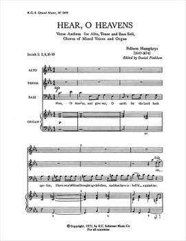 Pelham Humphrys: Hear, O Heavens