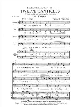 Randall Thompson: Twelve Canticles: No. 11. Farewell- No. 12. Amen