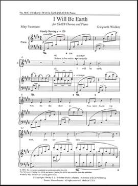 Gwyneth Walker: Songs for Women's Voices: No. 6. I Will Be Earth
