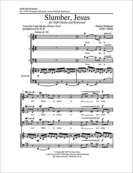 Daniel Pinkham: Slumber, Jesus