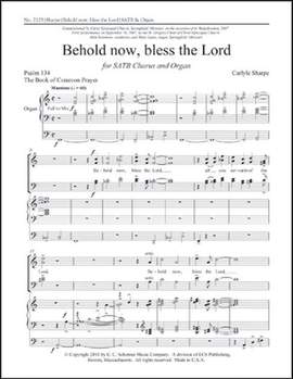 Carlyle Sharpe: Behold Now, Bless the Lord