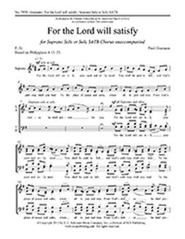 Fred Gramann: For the Lord will satisfy