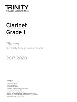 Trinity Clarinet Exam Pieces 2017-2020. Grade 1 (Part Only)