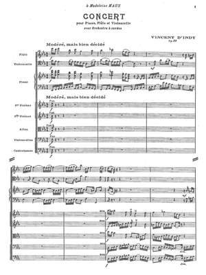 Indy, Vincent d‘: Concert pour Piano, Flûte et Violoncelle avec Orchestre à cordes Op. 89