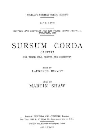 Martin Shaw: Martin Shaw: Sursum Corda