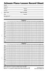 Piano Lesson Record Sheets Product Image
