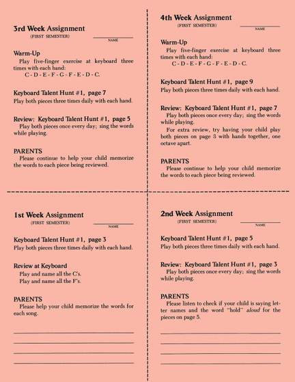 1st Semester Class Lesson Sheets