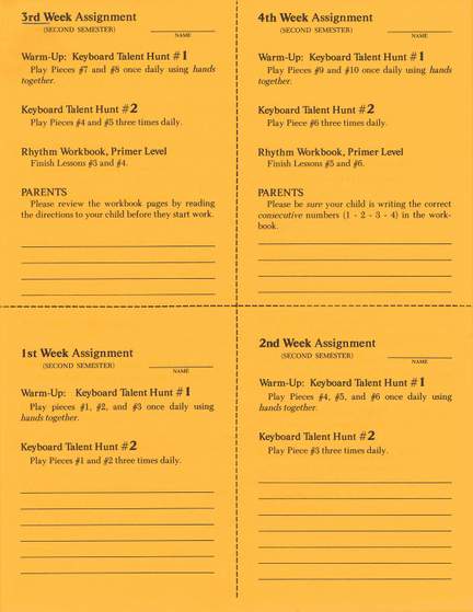 2nd Semester Class Lesson Sheets
