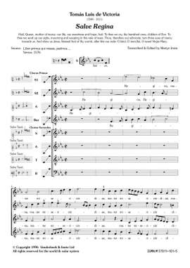 Victoria, Tomás Luis de: Salve Regina (SSAT/Bar+SATB)