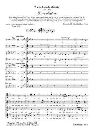 Victoria, Tomás Luis de: Salve Regina (SSAT/Bar+SATB)