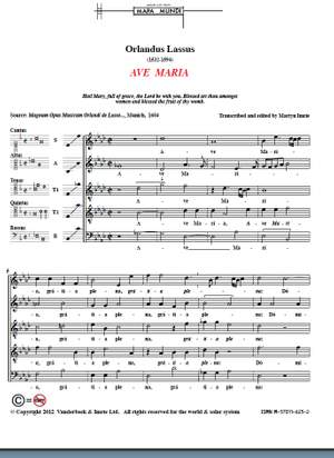 Lasso, Orlando di: Ave Maria [I] (SATTB) 5 voc