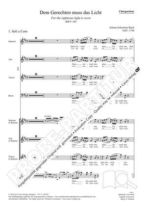 Bach, JS: Dem Gerechten muss das Licht BWV195