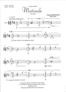 Francis Kleynjans: Matinale