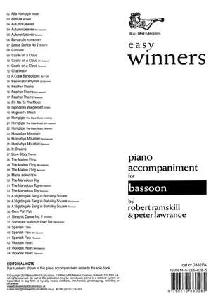 Easy Winners Piano Accompaniment for Bassoon, Mini-bassoon and Tenoroon
