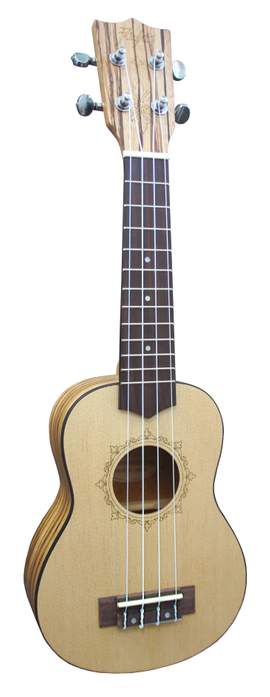 DUS320 Soprano Ukulele - Zebrawood B&S (With Bag)