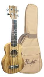 Flight: DUS322 Soprano Ukulele - Zebrawood (+ Bag) Product Image