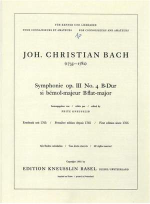 Bach, Johann Christian: Sinfonie op. 3 Nr. 4 B-Dur