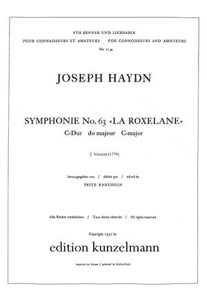 Haydn, Joseph: Sinfonie Nr. 63 - 2. Version (1779) C-Dur