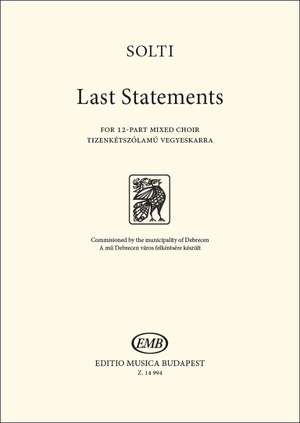 Solti, Arpad: Last Statements (12-part mixed choir)